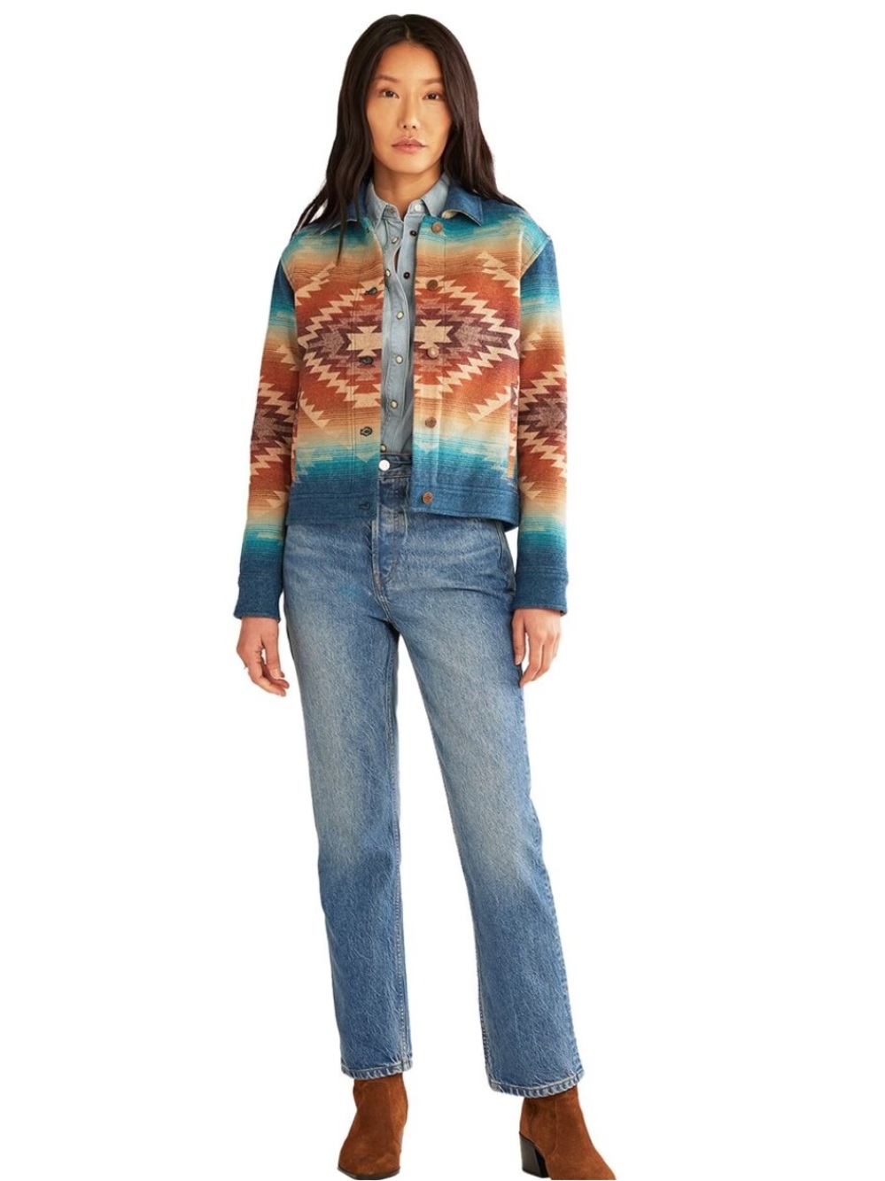 Pendleton Canyon Women’s 100% wool geometric Aztec Wool-Blend Jacket large NWOT